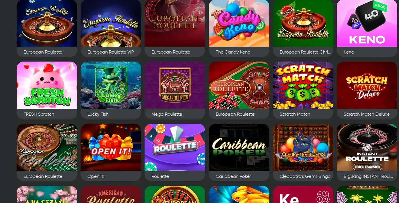 Интерфейс игрового зала Grand casino с множеством слотов